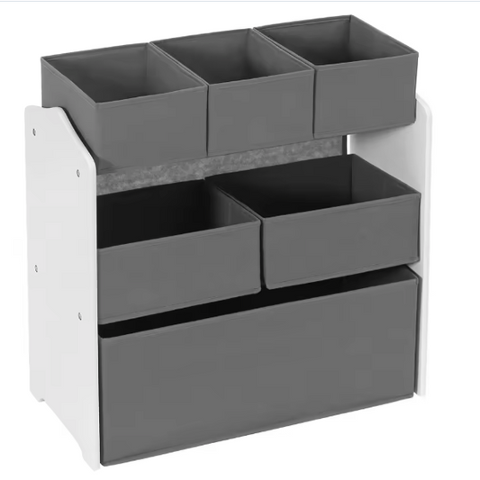 3 Tier Kinderopbergkast – 6 Verwisselbare Geweven Speelgoeddozen 63x30x60 cm