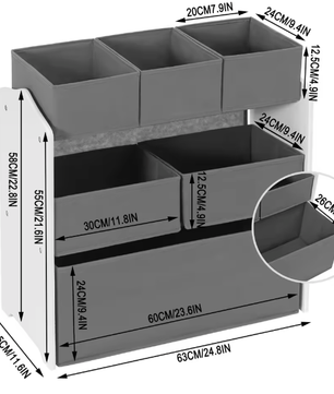 3 Tier Kinderopbergkast – 6 Verwisselbare Geweven Speelgoeddozen 63x30x60 cm