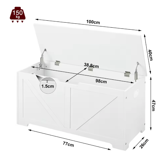Opbergbank 76L – Schoenbank met Veiligheidsscharnieren