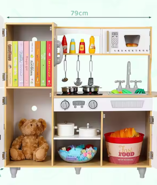 Houten Speelkeukenset voor Peuters – Licht en Geluid, Koelkast