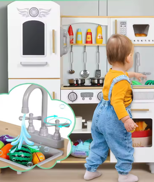 Houten Speelkeukenset voor Peuters – Licht en Geluid, Koelkast