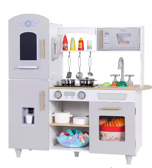 Houten Speelkeukenset voor Peuters – Licht en Geluid, Koelkast