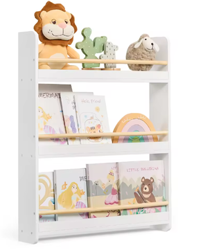 Wandrek Kinderkamer – Houten Boekenplank met 3 Niveaus