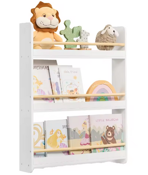 Wandrek Kinderkamer – Houten Boekenplank met 3 Niveaus