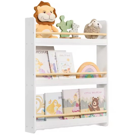 Wandrek Kinderkamer – Houten Boekenplank met 3 Niveaus