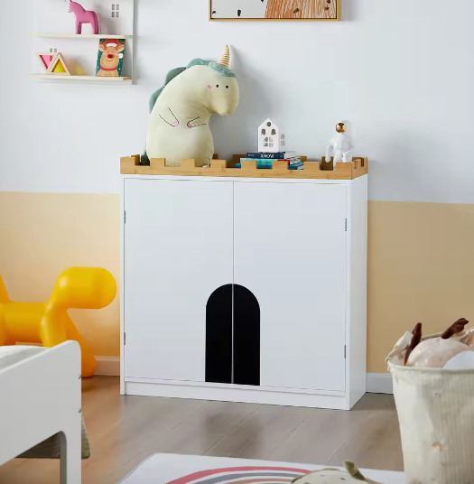 Kinderkast met Planken en Deuren – Houten Opbergmeubel voor Kinderkamer