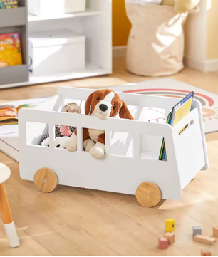 Kinderboekenkast op Wieltjes – Houten Speelgoedplank en Opbergrek