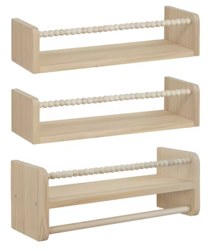 Set van 3 Kinder Wandplanken – Houten Boekenrek en Speelgoedplank