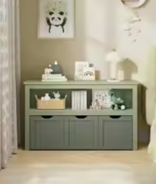 Kinderplank met Wielen – Speelgoed- en Opbergkast 102x30x60 cm