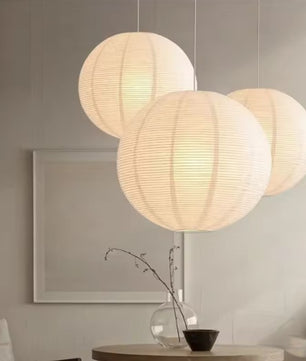 Japanse Rijstpapieren Hanglamp – Wabi Sabi Design – Ronde Papierlamp met E27 Fitting – Zen & Scandinavische Sfeerverlichting voor Woonkamer en Slaapkamer