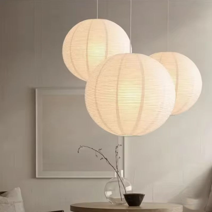 Japanse Rijstpapieren Hanglamp – Wabi Sabi Design – Ronde Papierlamp met E27 Fitting – Zen & Scandinavische Sfeerverlichting voor Woonkamer en Slaapkamer