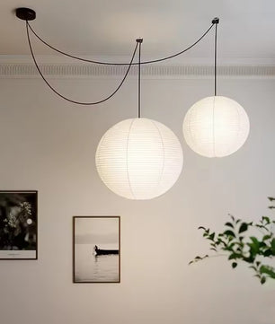 Japanse Rijstpapieren Hanglamp – Wabi Sabi Design – Ronde Papierlamp met E27 Fitting – Zen & Scandinavische Sfeerverlichting voor Woonkamer en Slaapkamer