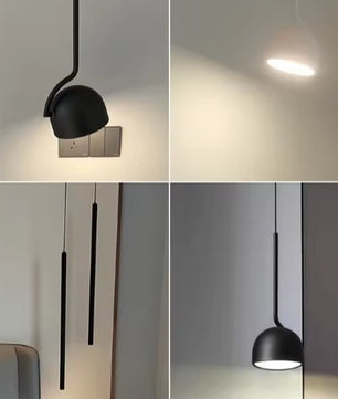 Moderne LED Hanglamp Zwart/Wit – Minimalistische Design Pendellamp met 3 Lichtkleuren via Wandschakelaar – LED Hanglamp voor Woonkamer, Eetkamer, Loft & Slaapkamer