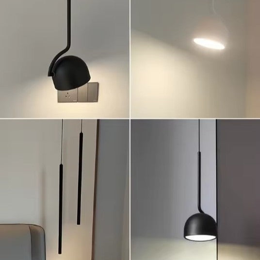 Moderne LED Hanglamp Zwart/Wit – Minimalistische Design Pendellamp met 3 Lichtkleuren via Wandschakelaar – LED Hanglamp voor Woonkamer, Eetkamer, Loft & Slaapkamer