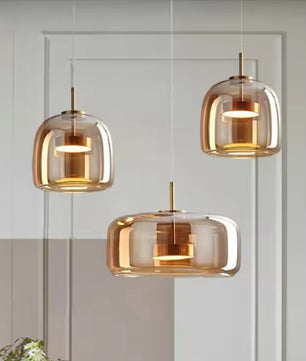Moderne Glazen LED Hanglamp – Rookgrijs of Amber – Design Pendellamp met Geïntegreerde LED in 15, 26 of 38 cm voor Woonkamer, Eetkamer & Slaapkamer