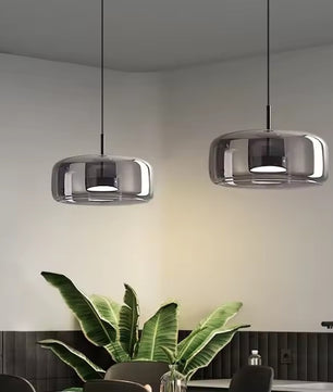 Moderne Glazen LED Hanglamp – Rookgrijs of Amber – Design Pendellamp met Geïntegreerde LED in 15, 26 of 38 cm voor Woonkamer, Eetkamer & Slaapkamer