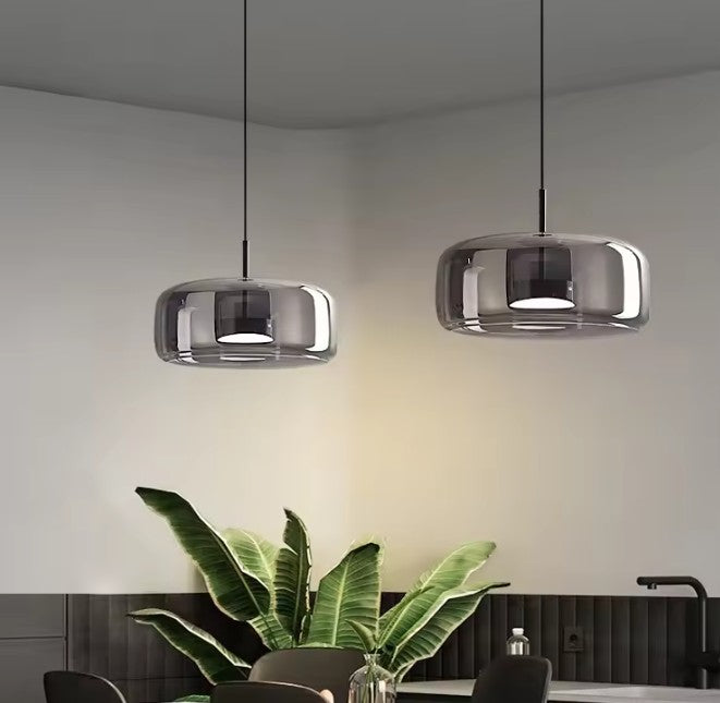 Moderne Glazen LED Hanglamp – Rookgrijs of Amber – Design Pendellamp met Geïntegreerde LED in 15, 26 of 38 cm voor Woonkamer, Eetkamer & Slaapkamer