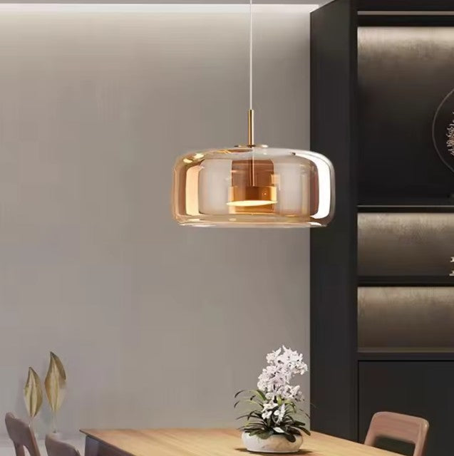 Moderne Glazen LED Hanglamp – Rookgrijs of Amber – Design Pendellamp met Geïntegreerde LED in 15, 26 of 38 cm voor Woonkamer, Eetkamer & Slaapkamer