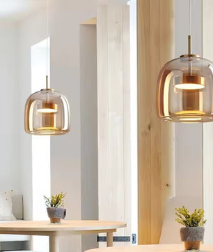 Moderne Glazen LED Hanglamp – Rookgrijs of Amber – Design Pendellamp met Geïntegreerde LED in 15, 26 of 38 cm voor Woonkamer, Eetkamer & Slaapkamer