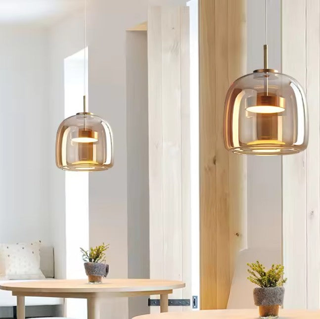 Moderne Glazen LED Hanglamp – Rookgrijs of Amber – Design Pendellamp met Geïntegreerde LED in 15, 26 of 38 cm voor Woonkamer, Eetkamer & Slaapkamer