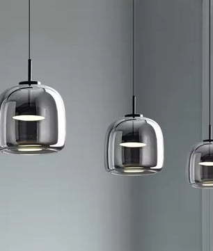 Moderne Glazen LED Hanglamp – Rookgrijs of Amber – Design Pendellamp met Geïntegreerde LED in 15, 26 of 38 cm voor Woonkamer, Eetkamer & Slaapkamer
