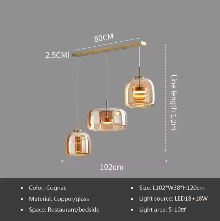 Moderne Glazen LED Hanglamp – Rookgrijs of Amber – Design Pendellamp met Geïntegreerde LED in 15, 26 of 38 cm voor Woonkamer, Eetkamer & Slaapkamer