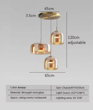 Moderne Glazen LED Hanglamp – Rookgrijs of Amber – Design Pendellamp met Geïntegreerde LED in 15, 26 of 38 cm voor Woonkamer, Eetkamer & Slaapkamer