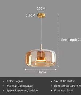 Moderne Glazen LED Hanglamp – Rookgrijs of Amber – Design Pendellamp met Geïntegreerde LED in 15, 26 of 38 cm voor Woonkamer, Eetkamer & Slaapkamer
