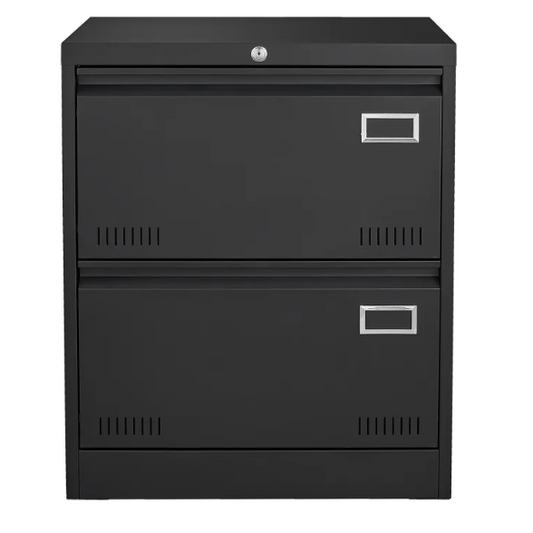Metalen Zij-Archiefkast met 2 Laden en Slot – Verticale Afsluitbare Kantoorkast voor A4 en Letter