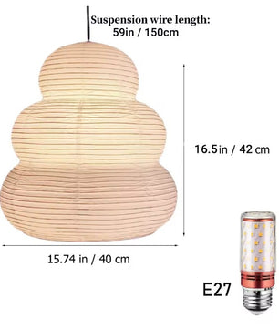 Japanse Rijstpapier Hanglamp – Wabi-Sabi Minimalistisch Design – Dimbare LED E27 – Ø28 cm