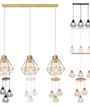 Vintage Industriële Hanglamp – Smeedijzeren Diamant Design – E27 Fitting – Modern & Stoer Interieurlicht