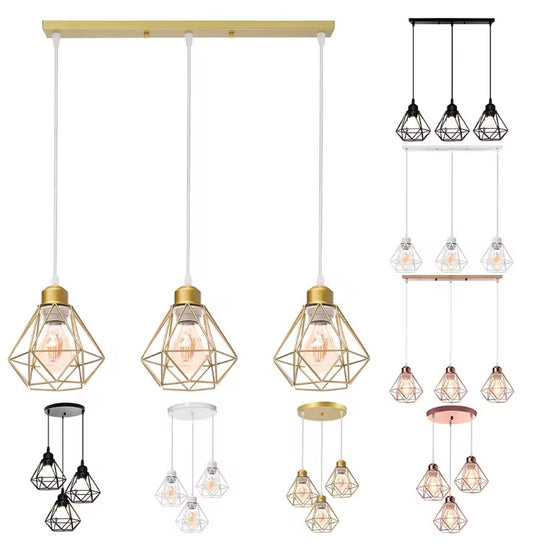 Vintage Industriële Hanglamp – Smeedijzeren Diamant Design – E27 Fitting – Modern & Stoer Interieurlicht