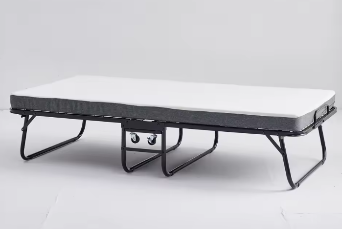 Opklapbed 90 × 190 cm met Wielen en 10 cm Traagschuimmatras – Opvouwbaar Logeerbed