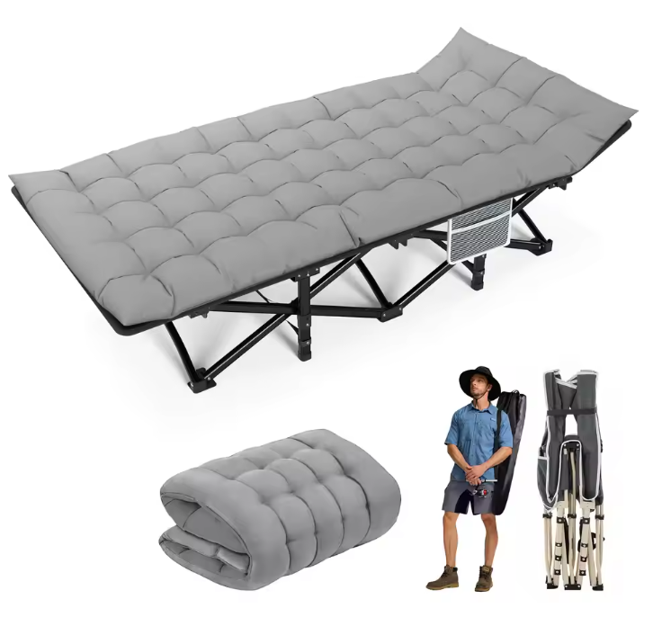 Opvouwbaar Campingbed voor Volwassenen – Draagbaar Heavy Duty Kampeerbed 200 kg