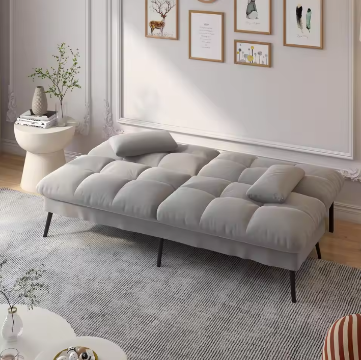 3-zits Slaapbank met Verstelbare Rugleuning – Uitklapbare Futon Gastenbank