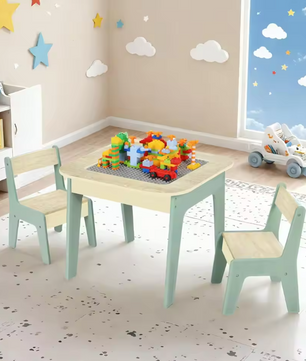 Activiteitentafel met 2 Stoelen en Opbergruimte – 4-in-1 Speel- en Leerset
