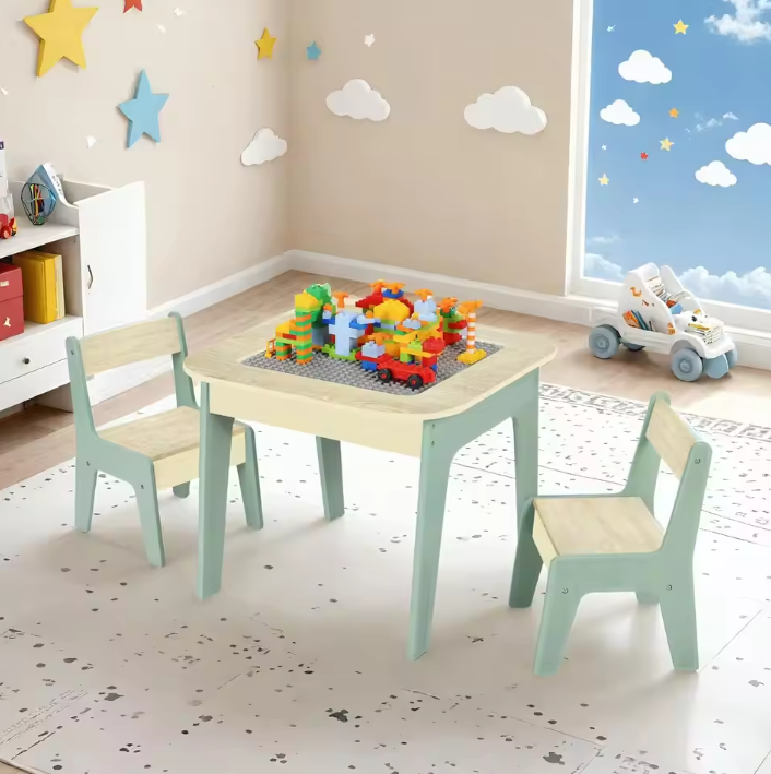Activiteitentafel met 2 Stoelen en Opbergruimte – 4-in-1 Speel- en Leerset