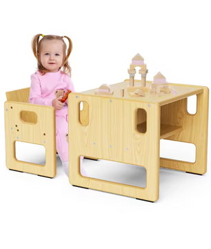 Houten Kinderbureau met Stoel – Studietafel en Speelmeubel voor Kinderen