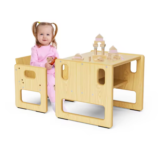 Houten Kinderbureau met Stoel – Studietafel en Speelmeubel voor Kinderen