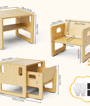 Houten Kinderbureau met Stoel – Studietafel en Speelmeubel voor Kinderen