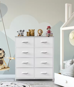 Kindergarderobe met 8 Stoffen Laden – Opbergkast met Stalen Frame