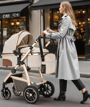 3-in-1 Kinderwagen Reissysteem – Verstelbaar Handvat en Aluminium Frame