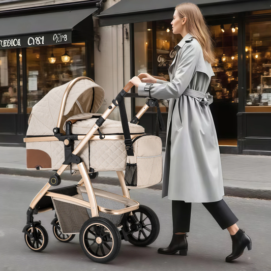 3-in-1 Kinderwagen Reissysteem – Verstelbaar Handvat en Aluminium Frame