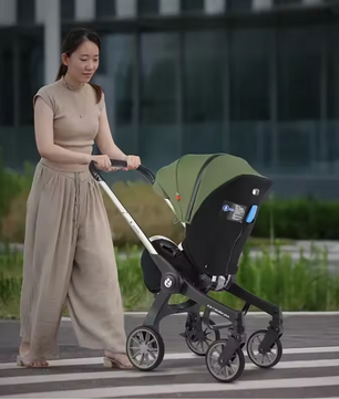 4-in-1 Kinderwagen Reissysteem – Twee-weg Zitting, Opvouwbaar en Lichtgewicht
