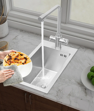 RVS Spoelbak 50 × 28 cm met Kraan en Afvoer – Compact en Modern
