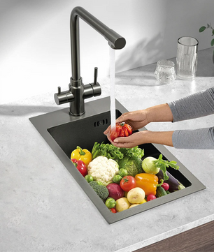 RVS Spoelbak 50 × 28 cm met Kraan en Afvoer – Compact en Modern