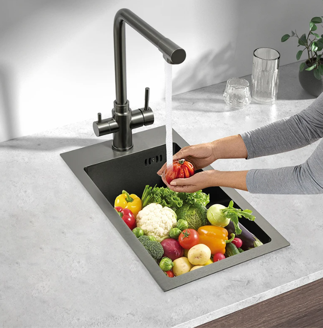 RVS Spoelbak 50 × 28 cm met Kraan en Afvoer – Compact en Modern