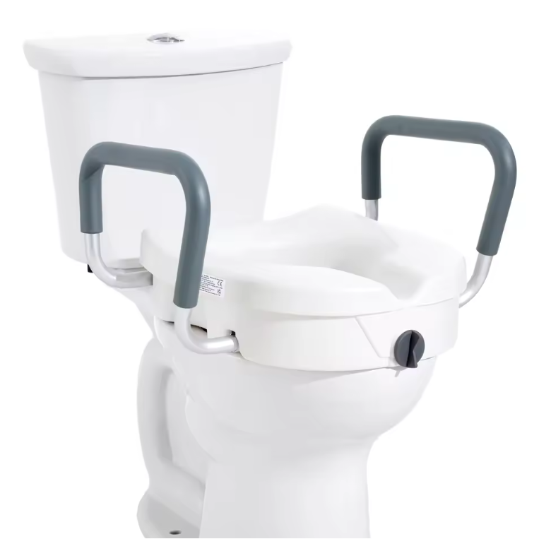 Verhoogde Toiletbril met Armleuningen 12,7 cm – Draaivergrendeling