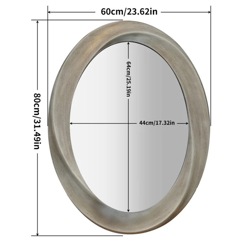 Antieke Barok Gouden Ovale Wandspiegel met Afgeschuind Frame voor Woonkamer en Slaapkamer