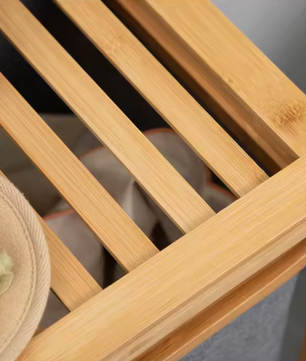 Bamboe Wasmand met 3 Afneembare Waszakken en Bovenplank